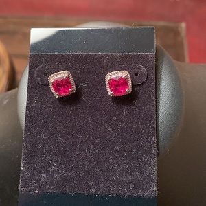 Lab created Ruby earring sterling silver